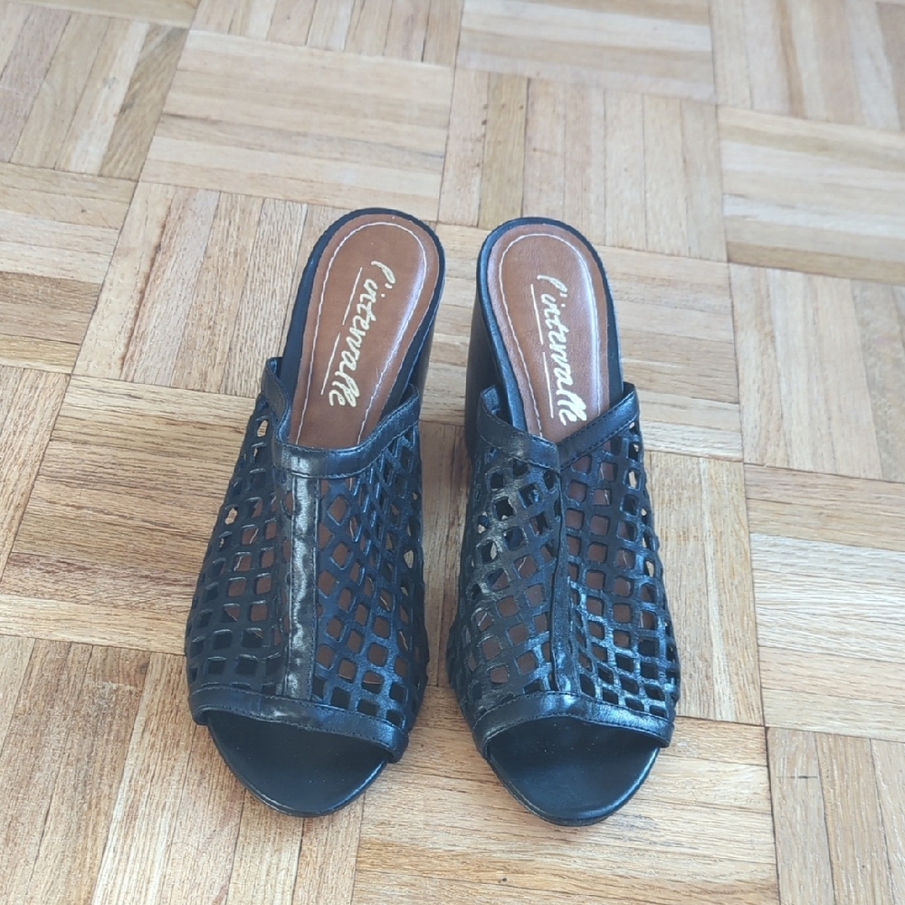 Intervalle Leather Peep Toe Mules